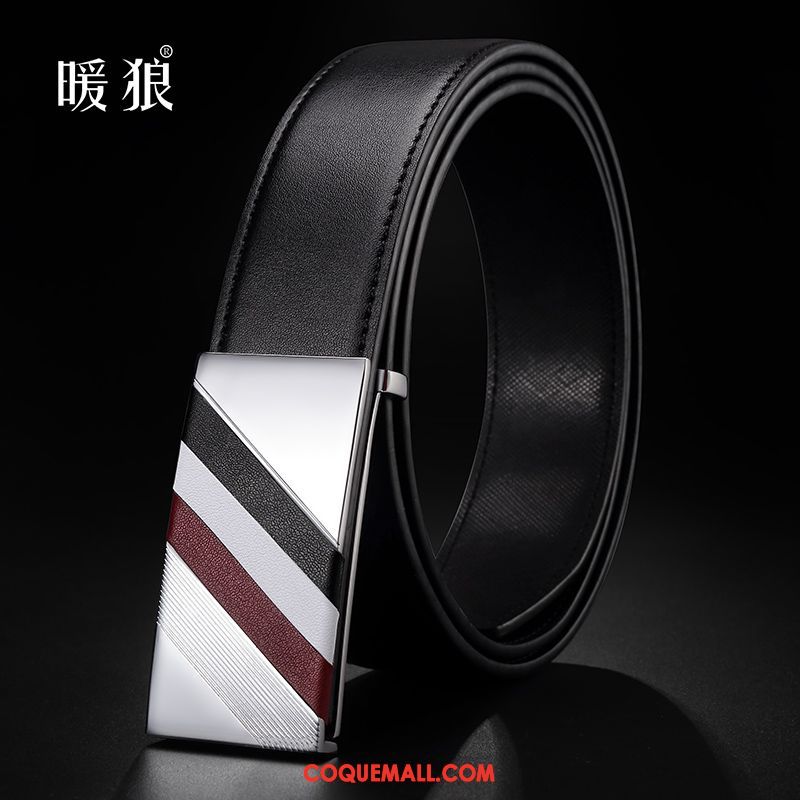 Ceinture Homme Lisse Cuir De Vache Mode, Ceinture Loisir Tendance