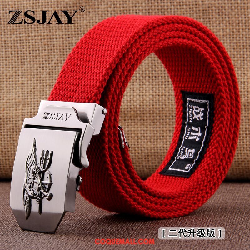 Ceinture Homme Lisse Rouge Rayé, Ceinture Tendance Étudiant Blau