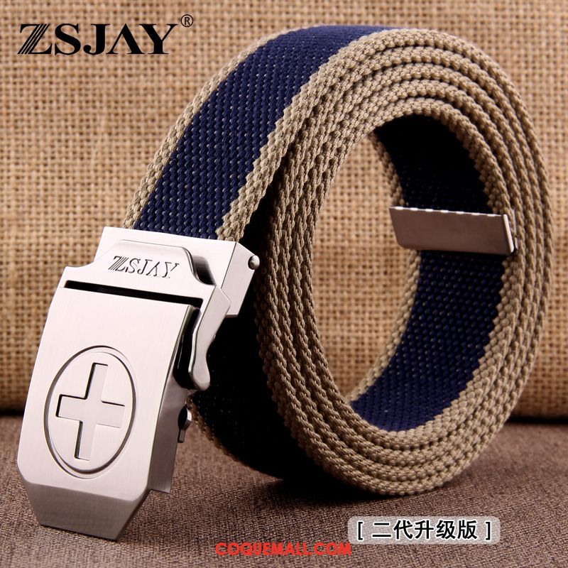 Ceinture Homme Lisse Rouge Rayé, Ceinture Tendance Étudiant Blau