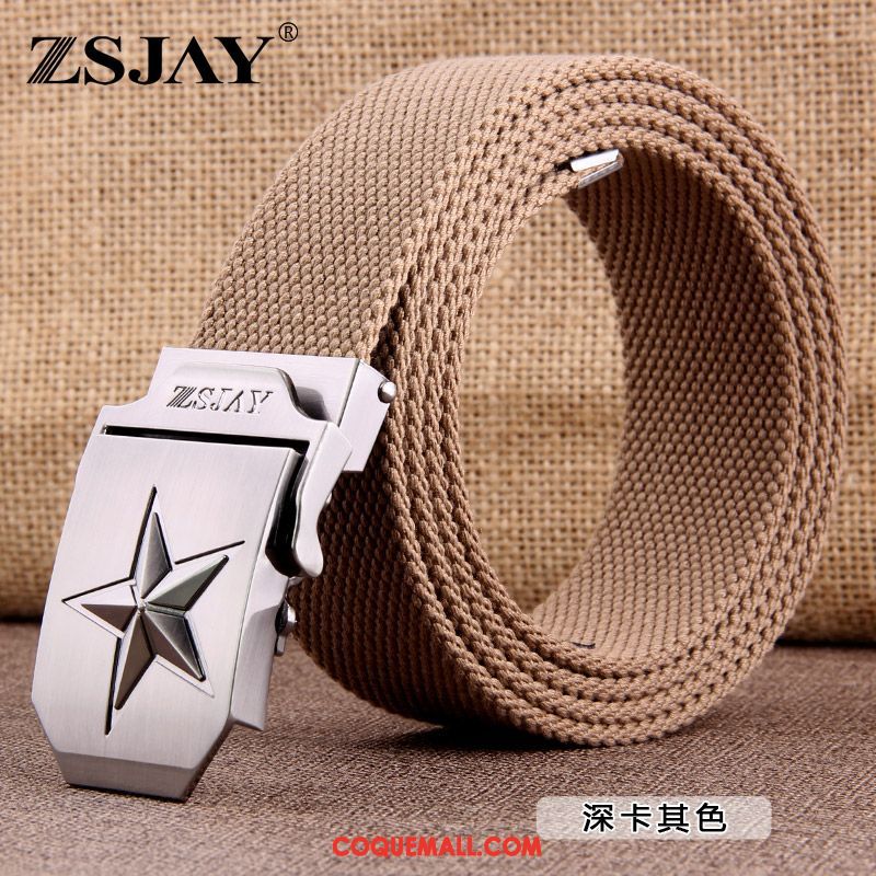 Ceinture Homme Lisse Toile Tendance, Ceinture De Plein Air Tactique Khaki Dunkel