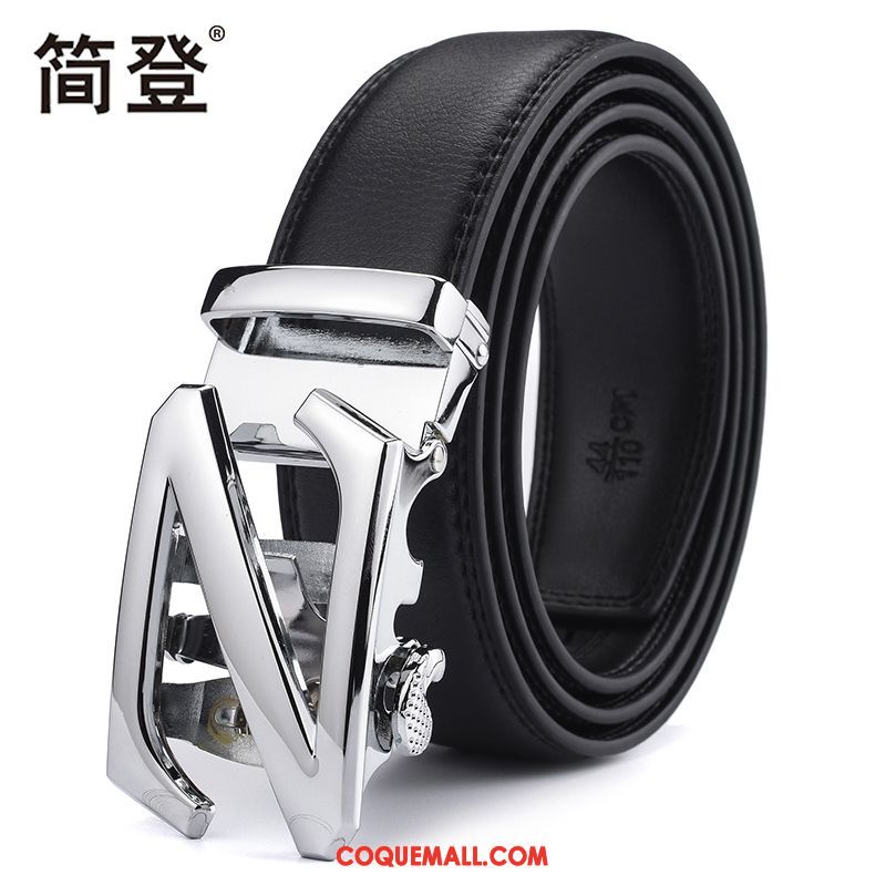 Ceinture Homme Loisir Boucle Automatique Cuir Véritable, Ceinture Cuir De Vache Entreprise