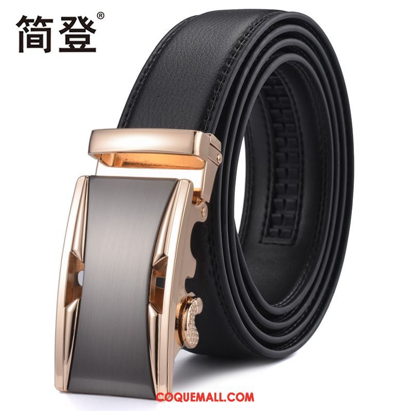 Ceinture Homme Loisir Boucle Automatique Cuir Véritable, Ceinture Cuir De Vache Entreprise