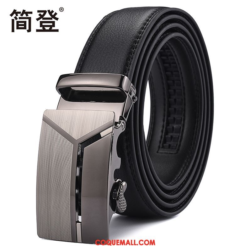 Ceinture Homme Loisir Boucle Automatique Cuir Véritable, Ceinture Cuir De Vache Entreprise