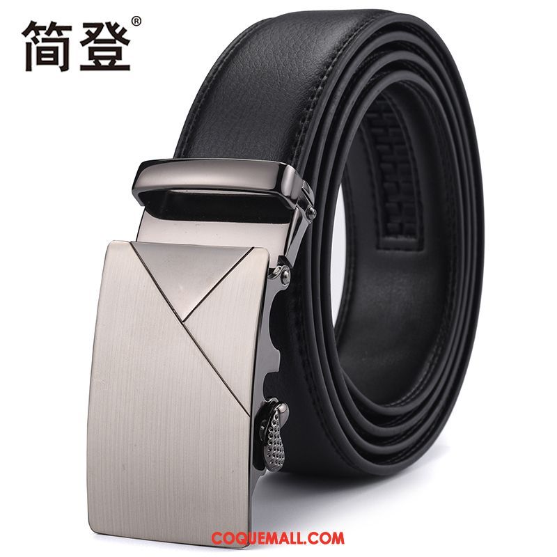 Ceinture Homme Loisir Boucle Automatique Cuir Véritable, Ceinture Cuir De Vache Entreprise