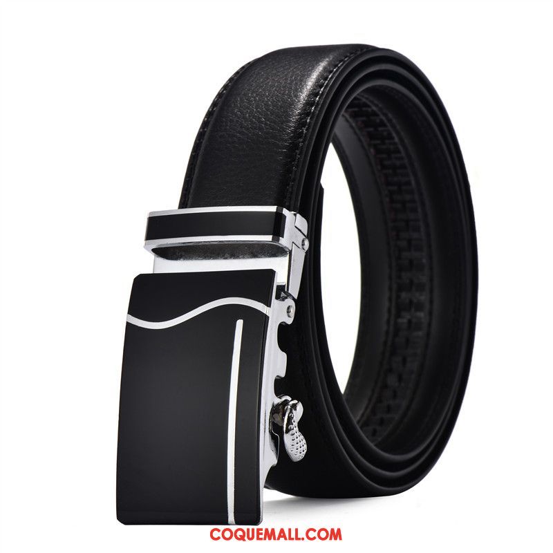 Ceinture Homme Loisir Cadeau All-match, Ceinture Cuir Véritable Noir