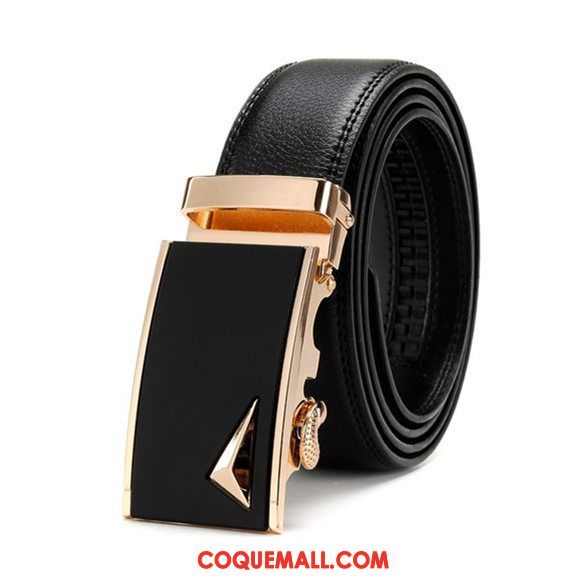 Ceinture Homme Loisir Cadeau All-match, Ceinture Cuir Véritable Noir