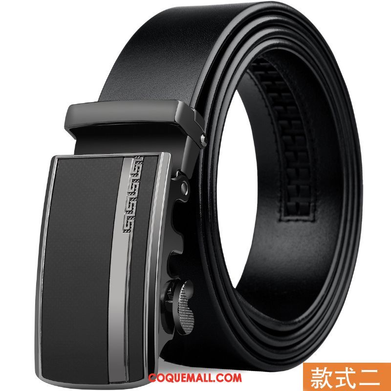 Ceinture Homme Loisir Noir Couche De Tête, Ceinture Cuir De Vache Tendance