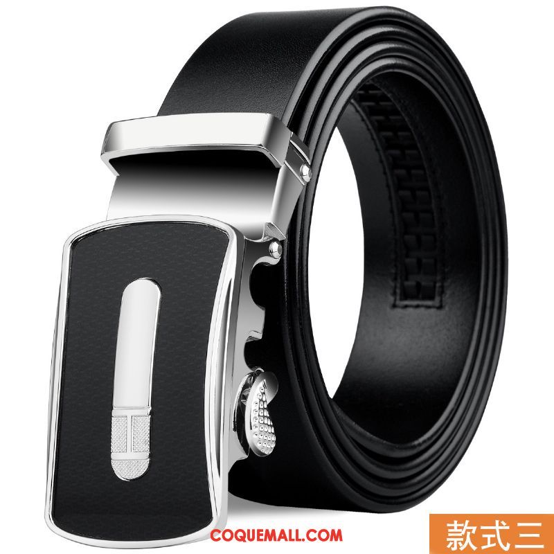 Ceinture Homme Loisir Noir Couche De Tête, Ceinture Cuir De Vache Tendance