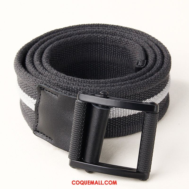 Ceinture Homme Loisir Noir Et Blanc Plus Épais, Ceinture Jeunesse Lisse