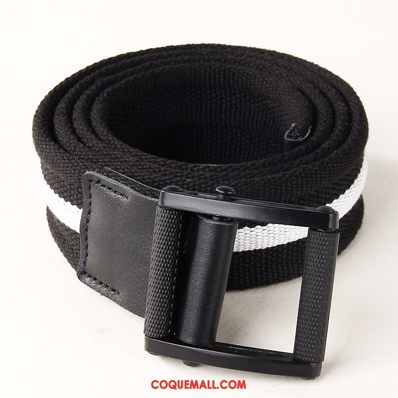 Ceinture Homme Loisir Noir Et Blanc Plus Épais, Ceinture Jeunesse Lisse