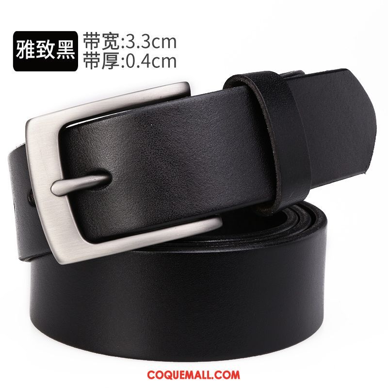 Ceinture Homme Loisir Étroit Boucle, Ceinture Cuir Véritable Couche De Tête Braun