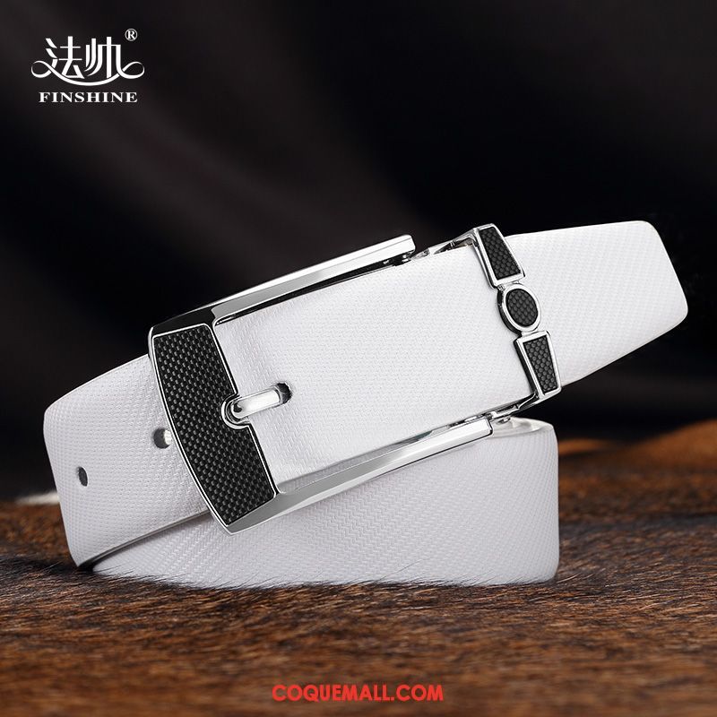 Ceinture Homme Mode Cuir Véritable Tendance, Ceinture Blanc Milieu