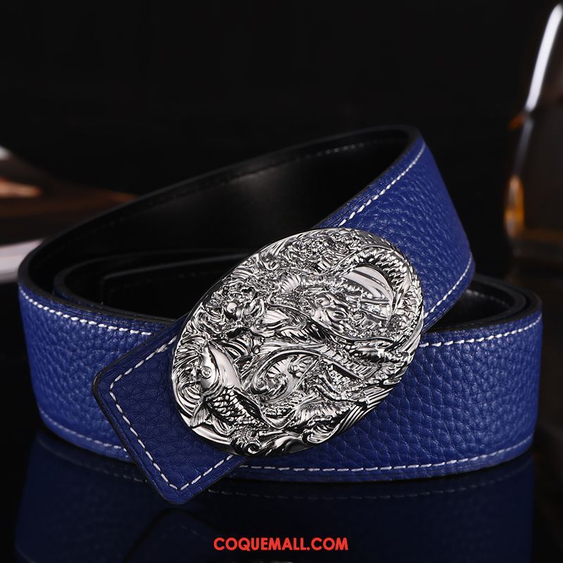 Ceinture Homme Mode Dragon Tendance, Ceinture All-match Cuir Véritable Orange