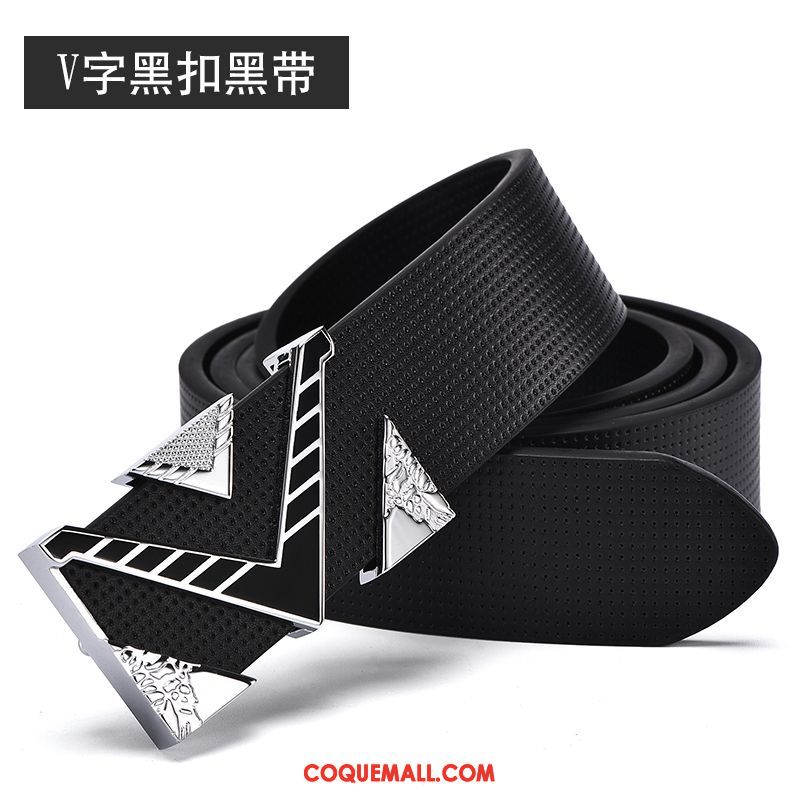 Ceinture Homme Noir Blanc All-match, Ceinture Cuir Véritable Tendance