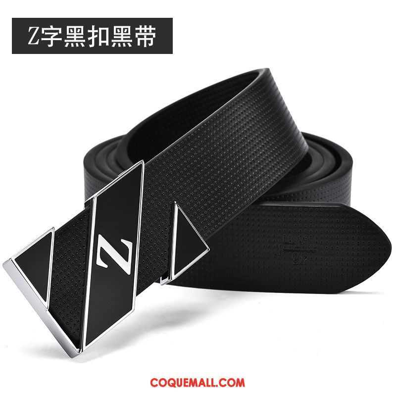 Ceinture Homme Noir Blanc All-match, Ceinture Cuir Véritable Tendance