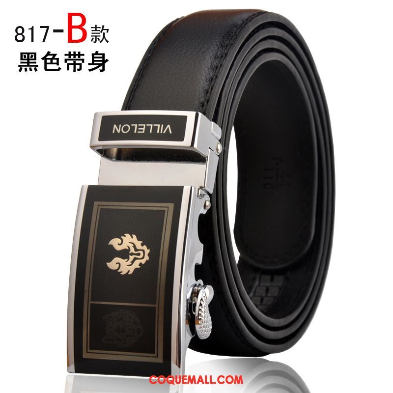 Ceinture Homme Noir Boucle Automatique Cuir De Vache, Ceinture Entreprise Loisir Braun