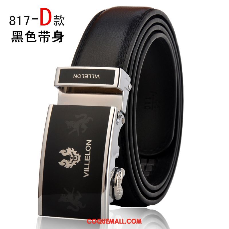 Ceinture Homme Noir Boucle Automatique Cuir De Vache, Ceinture Entreprise Loisir Braun