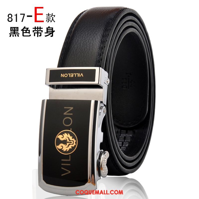 Ceinture Homme Noir Boucle Automatique Cuir De Vache, Ceinture Entreprise Loisir Braun