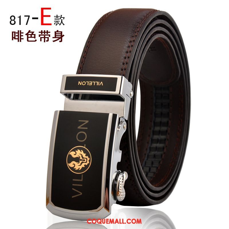 Ceinture Homme Noir Boucle Automatique Cuir De Vache, Ceinture Entreprise Loisir Braun