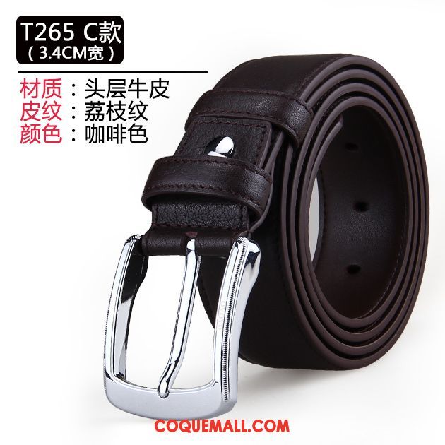 Ceinture Homme Noir Loisir Boucle, Ceinture Entreprise Cuir De Vache