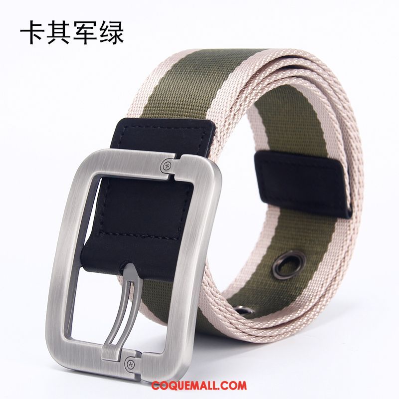 Ceinture Homme Nylon Toile Tendance, Ceinture Vert Boucle Khaki