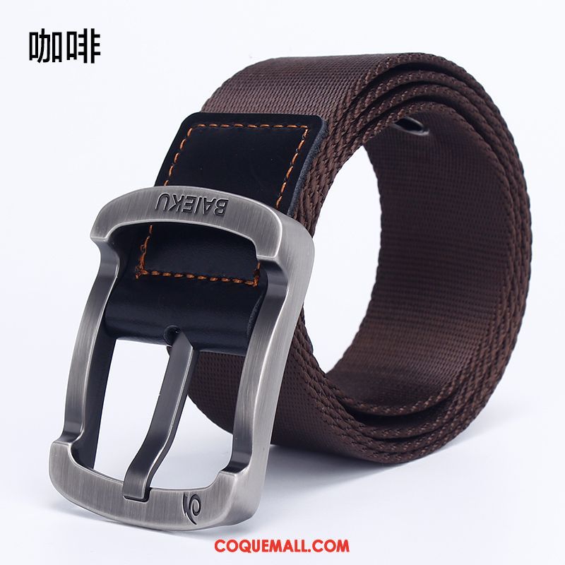 Ceinture Homme Nylon Toile Tendance, Ceinture Vert Boucle Khaki