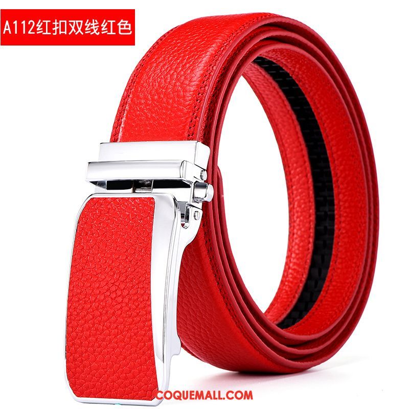 Ceinture Homme Rouge Couche De Tête Cuir Véritable, Ceinture Marier Cuir De Vache Beige