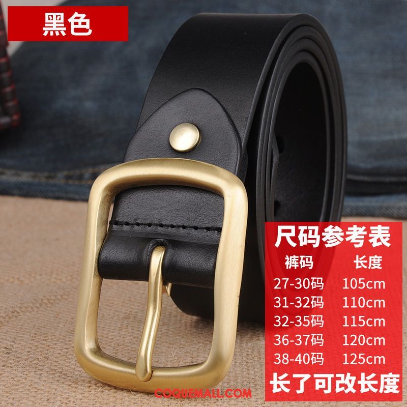 Ceinture Homme Rétro Jeans Couche De Tête, Ceinture Pure Cuir De Vache Braun