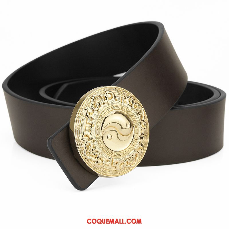 Ceinture Homme Rétro Jeunesse Manuel, Ceinture Cuir De Vache Cuir Véritable Gold