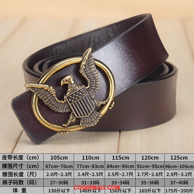 Ceinture Homme Rétro Milieu Noir, Ceinture All-match Cuir De Vache