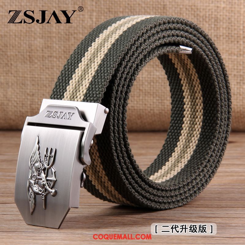 Ceinture Homme Tactique Boucle Automatique Étudiant, Ceinture Tendance Loisir Khaki Dunkel