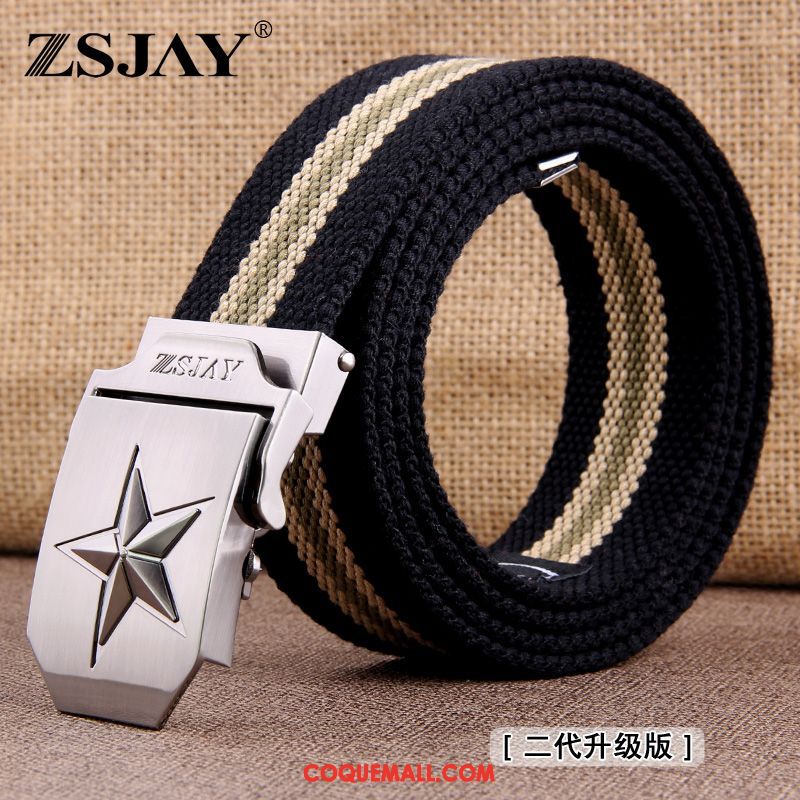 Ceinture Homme Tactique Boucle Automatique Étudiant, Ceinture Tendance Loisir Khaki Dunkel