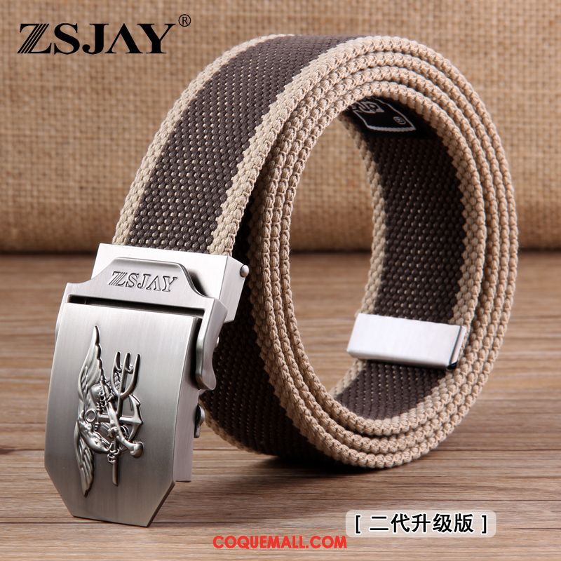 Ceinture Homme Tactique Boucle Automatique Étudiant, Ceinture Tendance Loisir Khaki Dunkel