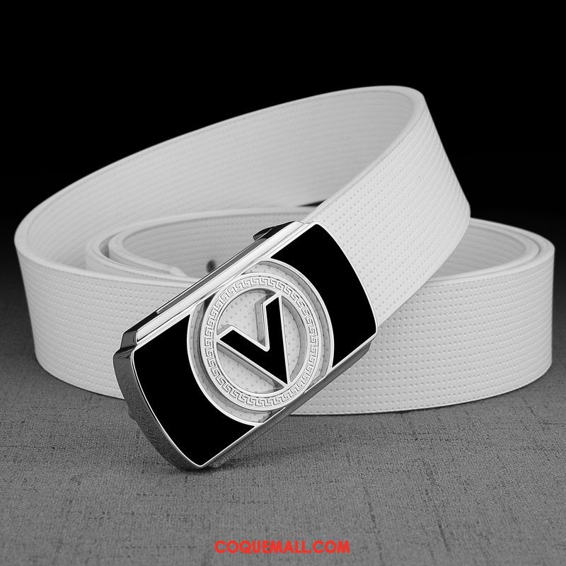 Ceinture Homme Tendance Cuir Véritable Blanc, Ceinture Tendance All-match