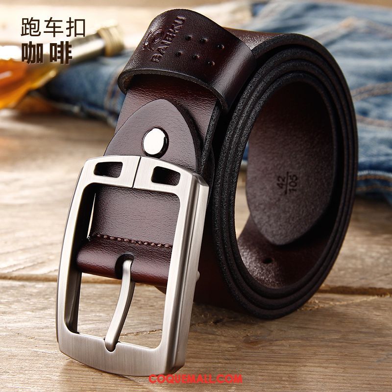 Ceinture Homme Tendance Étudiant Cuir De Vache, Ceinture Jeunesse Boucle Braun