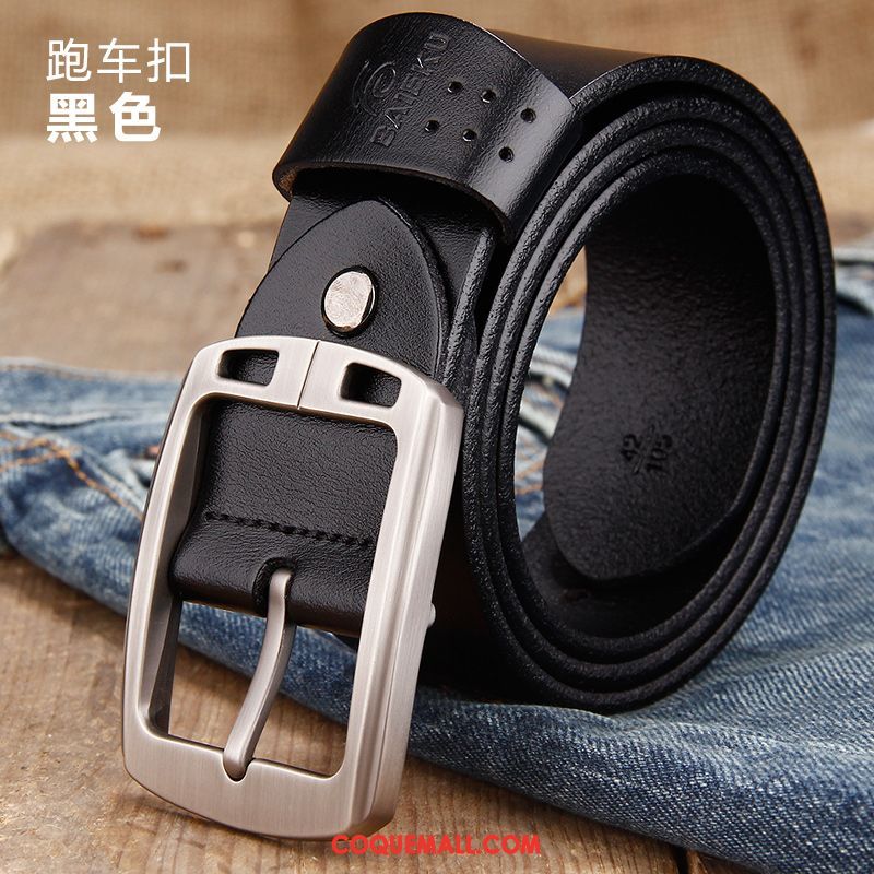 Ceinture Homme Tendance Étudiant Cuir De Vache, Ceinture Jeunesse Boucle Braun