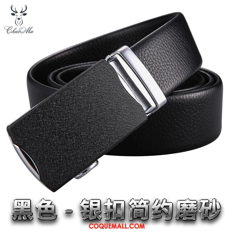 Ceinture Homme Âge Moyen Boucle Automatique All-match, Ceinture Loisir Noir