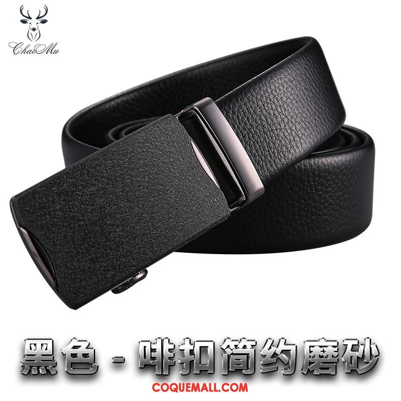 Ceinture Homme Âge Moyen Boucle Automatique All-match, Ceinture Loisir Noir