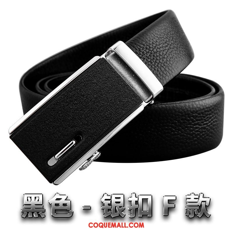 Ceinture Homme Âge Moyen Boucle Automatique All-match, Ceinture Loisir Noir