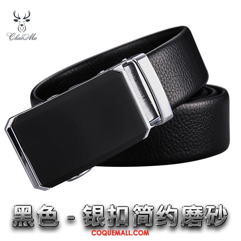 Ceinture Homme Âge Moyen Boucle Automatique All-match, Ceinture Loisir Noir