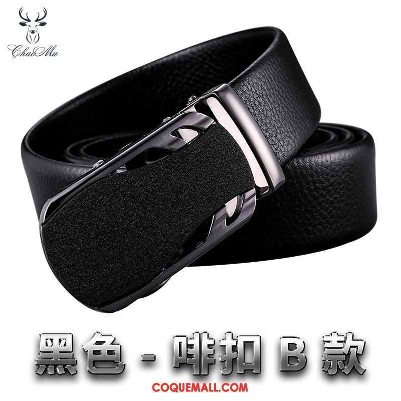 Ceinture Homme Âge Moyen Boucle Automatique All-match, Ceinture Loisir Noir