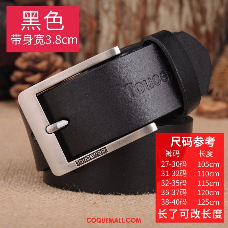 Ceinture Homme Âge Moyen Simple Cuir Véritable, Ceinture Pure Cuir De Vache Braun