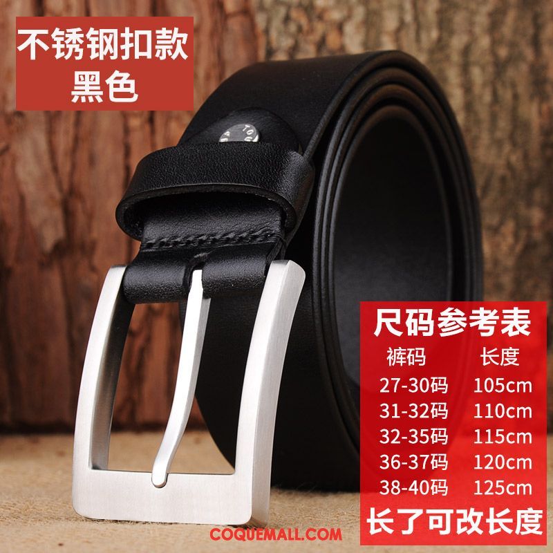 Ceinture Homme Âge Moyen Simple Cuir Véritable, Ceinture Pure Cuir De Vache Braun