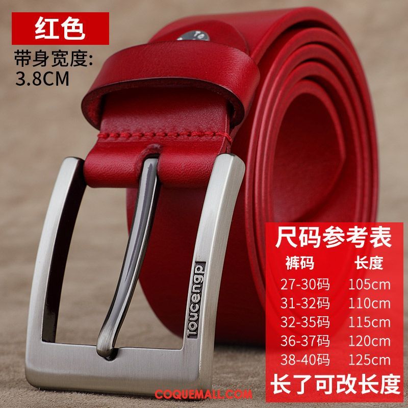 Ceinture Homme Âge Moyen Simple Cuir Véritable, Ceinture Pure Cuir De Vache Braun