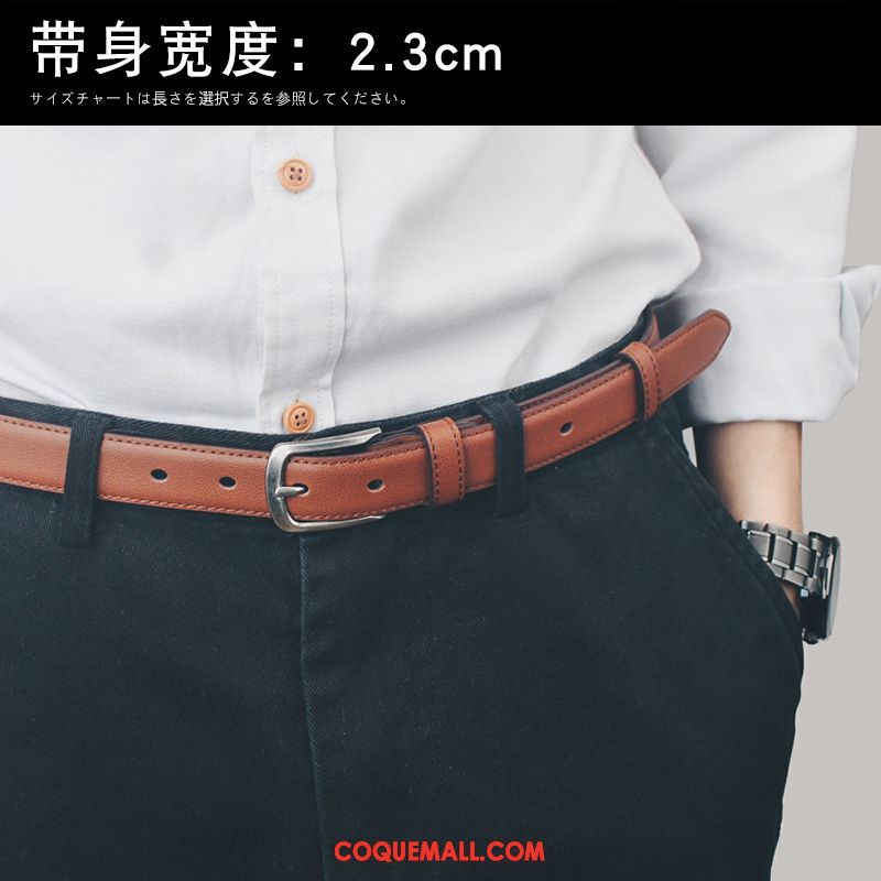 Ceinture Homme Étudiant All-match Étroit, Ceinture Bien Simple Braun