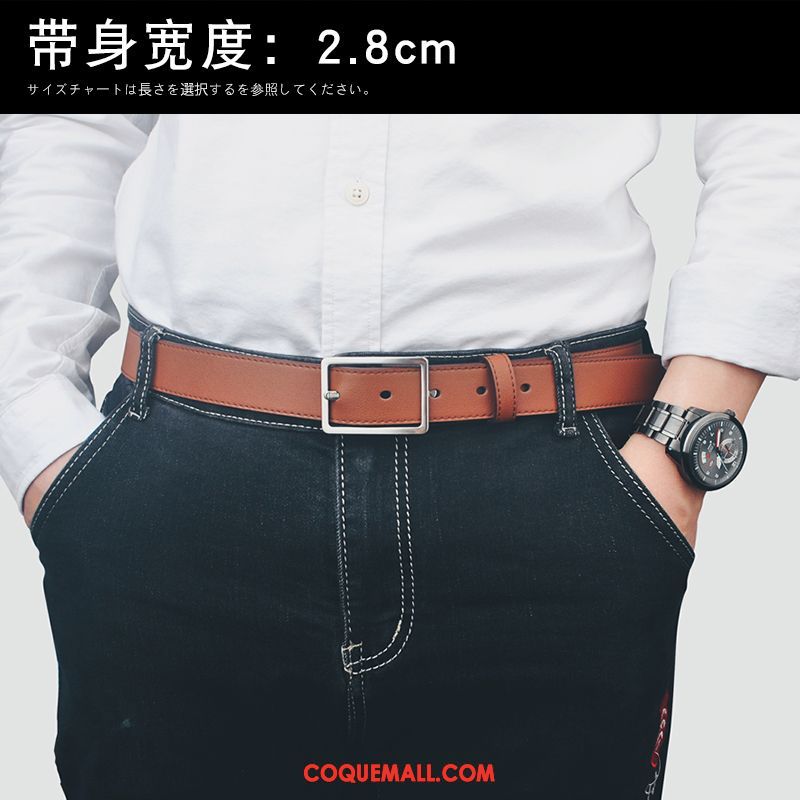 Ceinture Homme Étudiant All-match Étroit, Ceinture Bien Simple Braun