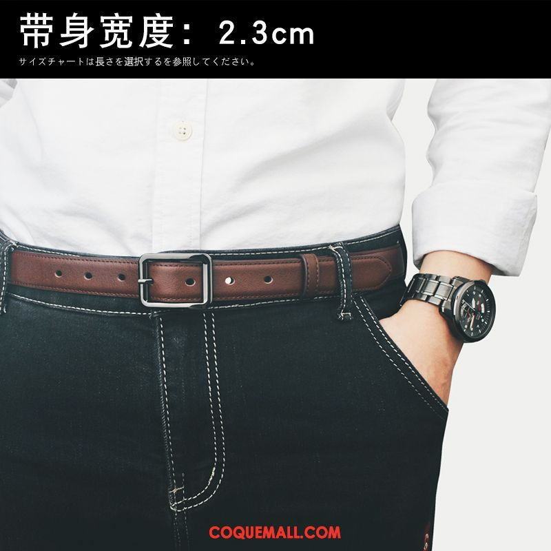 Ceinture Homme Étudiant All-match Étroit, Ceinture Bien Simple Braun