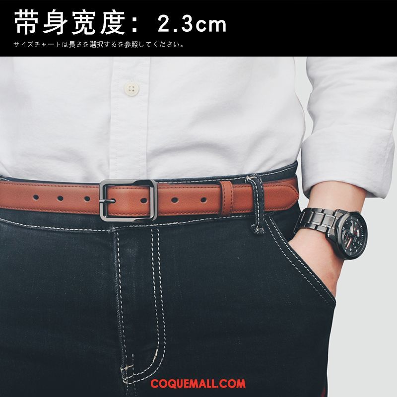 Ceinture Homme Étudiant All-match Étroit, Ceinture Bien Simple Braun