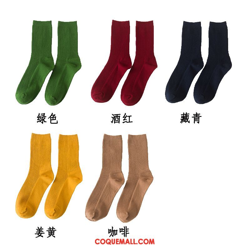 Chaussette Femme All-match Tendance Printemps, Chaussette Vert Milieu