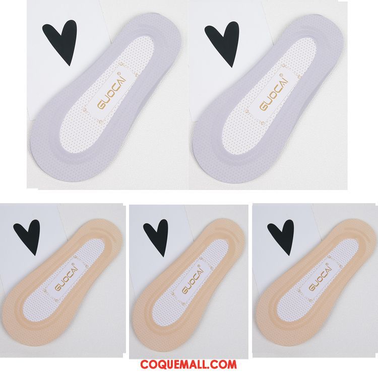 Chaussette Femme Antidérapant Été Coton, Chaussette La Soie De Glace Invisible